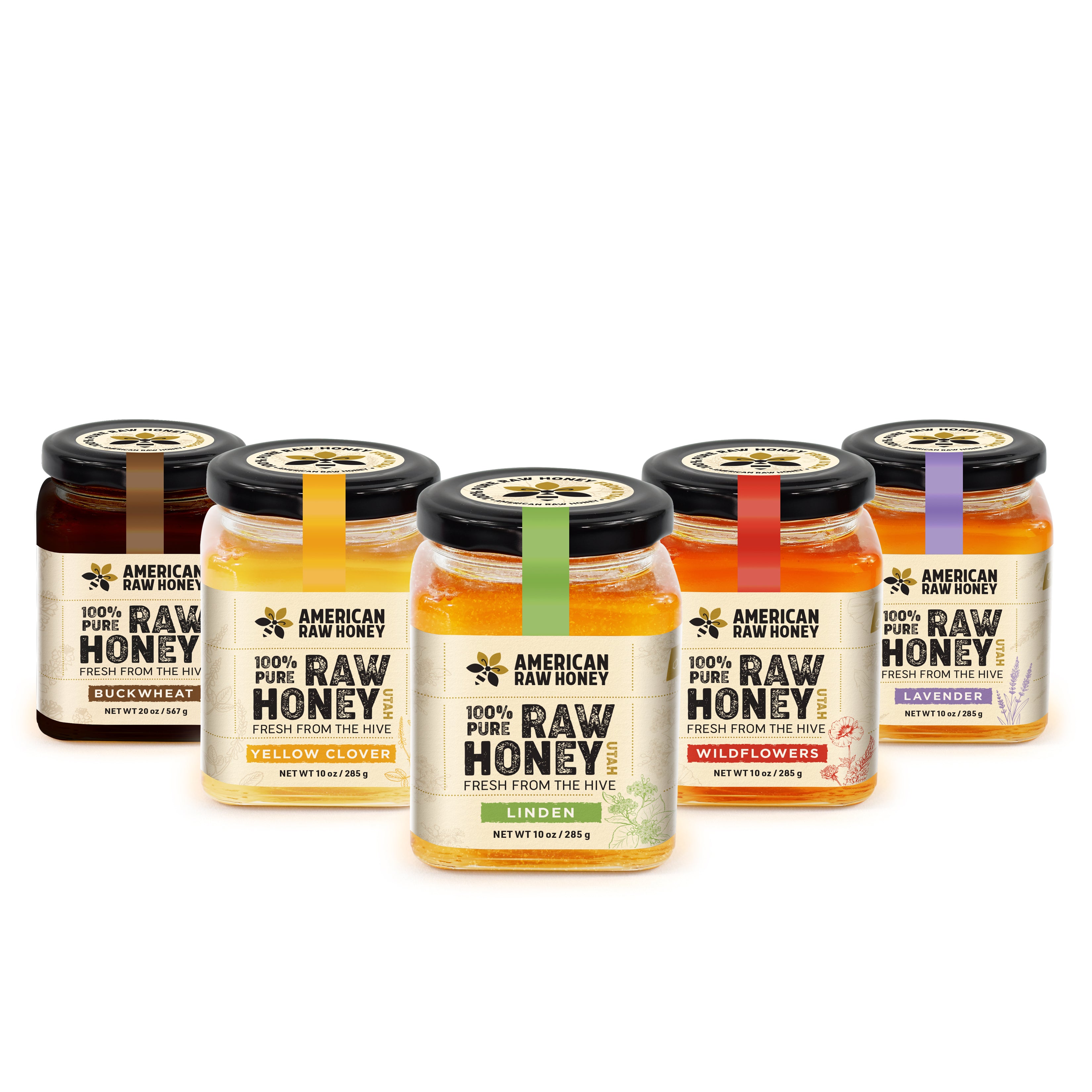 Raw Honey Variety Sampler Pack #4, 10 oz x 5