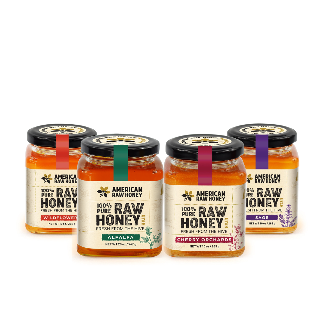 Raw Honey Variety Sampler Pack #3, 10 oz x 4